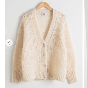 Oversized V-Neck Cardigan Cream